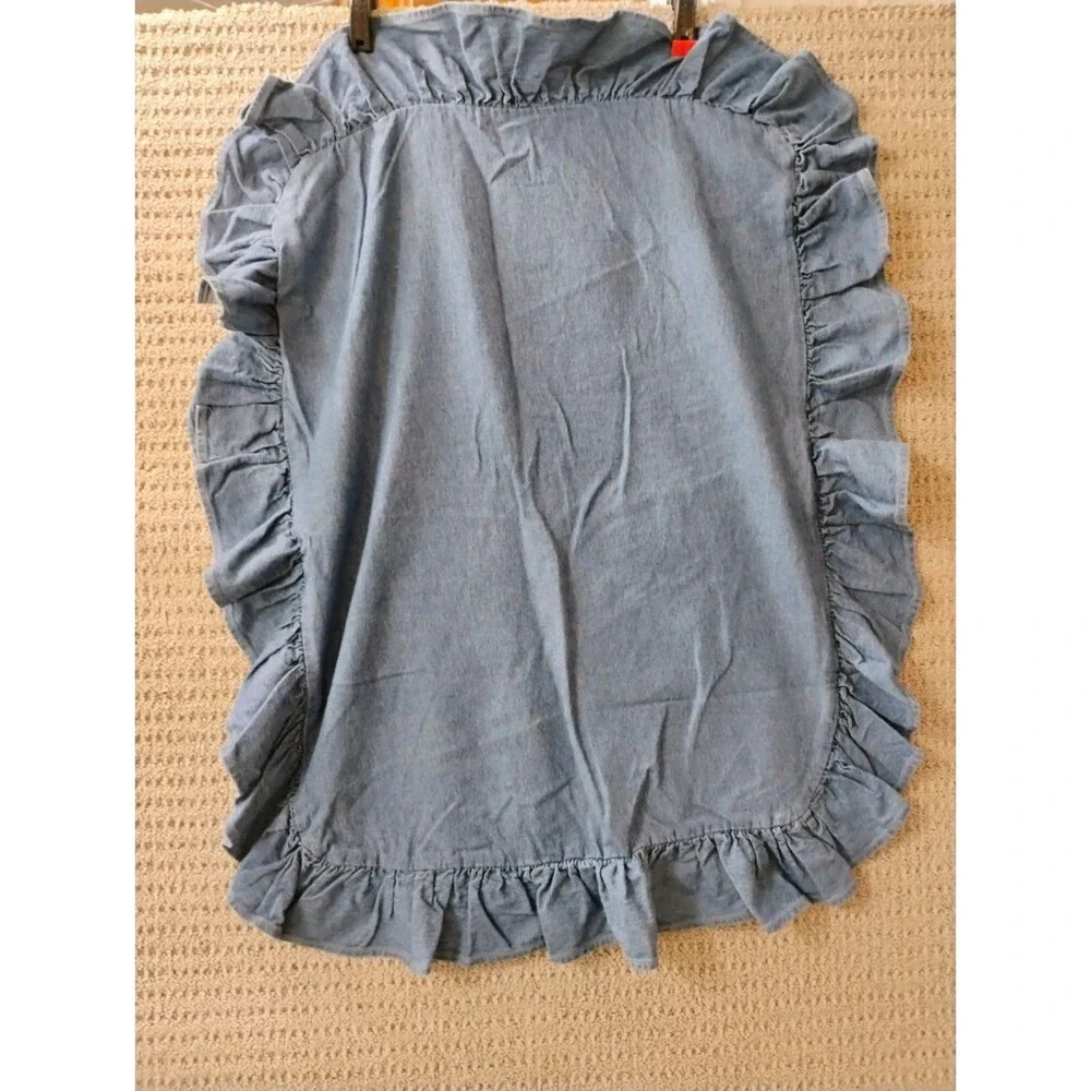 Set Of 2 Ralph Lauren Denim Chambray Ruffle Pillowcases Shams Standard Size
